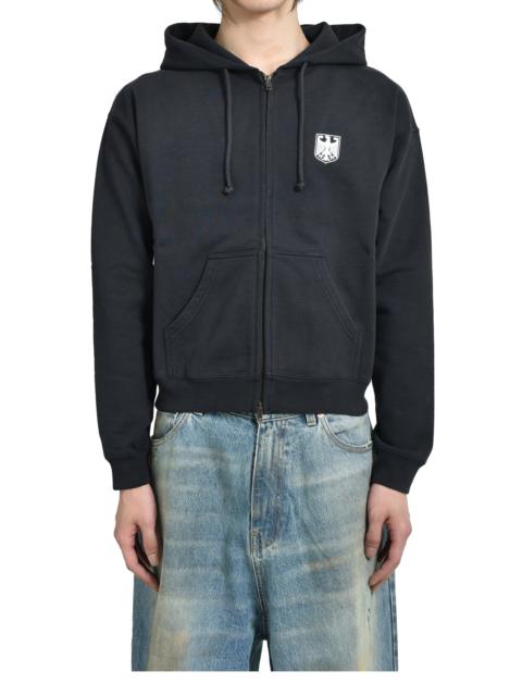 VETEMENTS POLIZEI FITTED ZIP-UP HOODIE / BLK
