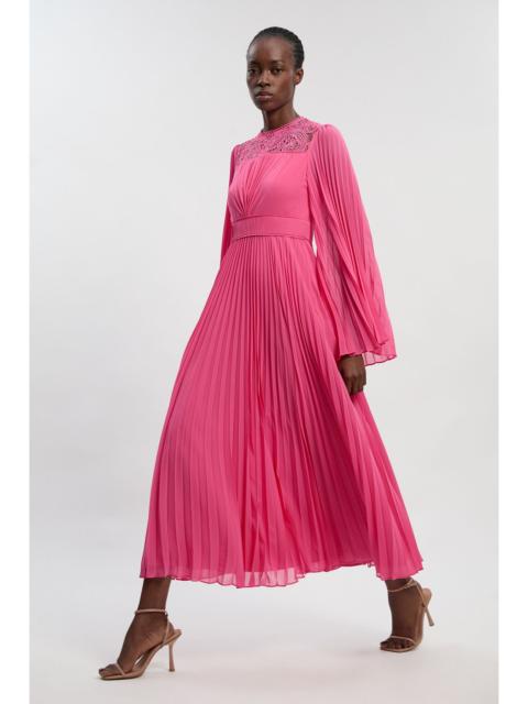 KAREN MILLEN Soft Pleated Woven Kimono Sleeve Maxi Dress