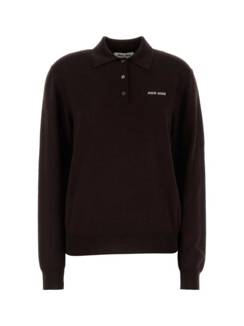 Miu Miu Miu Miu Women Chocolate Wool Polo Shirt