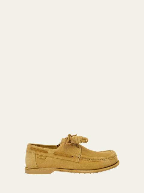 Loewe Men's Campo Suede Flamenco-Knot Boat Shoes