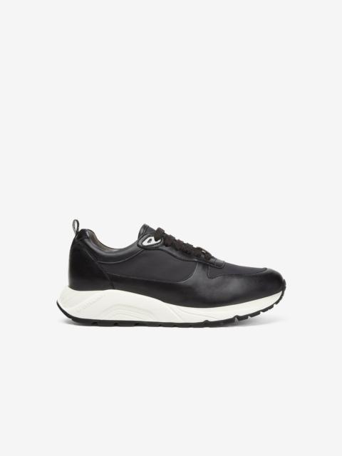 CORNELIANI Black nylon and nappa leather running shoes