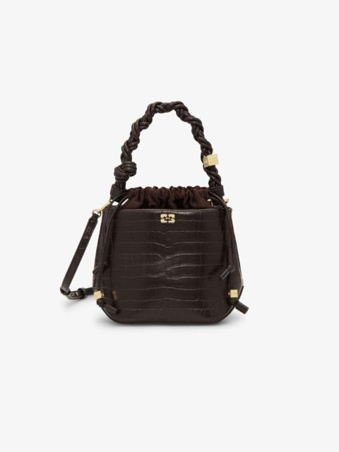 GANNI BROWN CROCO GANNI BOU BUCKET BAG