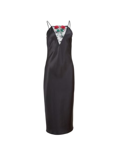 Fleur du Mal Vampire Rose Embroidery Slip Dress