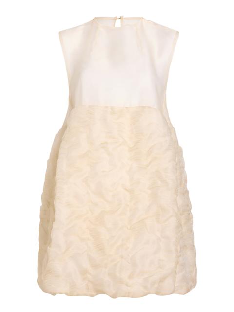KHAITE Blair Linen-Silk Gauze Mini Dress neutral