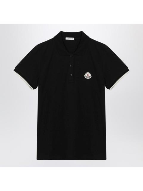 Moncler Moncler Black Cotton Piqué Polo Shirt With Embroidered Logo Women