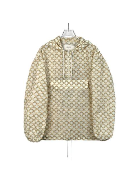 CELINE Celine Beige Triomphe Monogram Hooded Half-Zip Hoodie