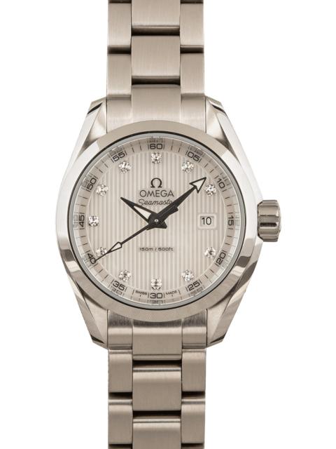 OMEGA Pre-Owned Omega Seamaster Aqua Terra Mother Of Pearl Teak Diamond Dial