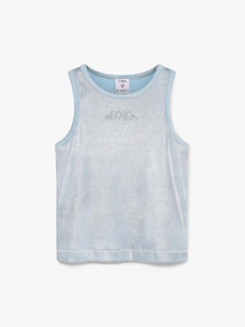 CASABLANCA Blue & Silver Plated Ribbed Tank Top | Casablanca Paris