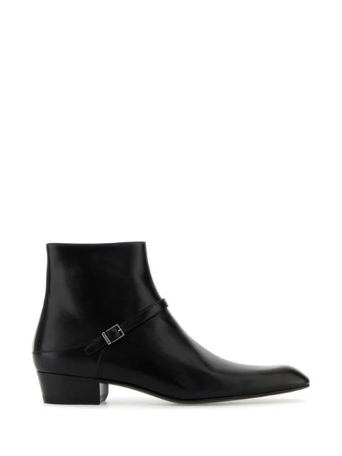 Saint Laurent Men Black Leather Augustin Ankle Boots