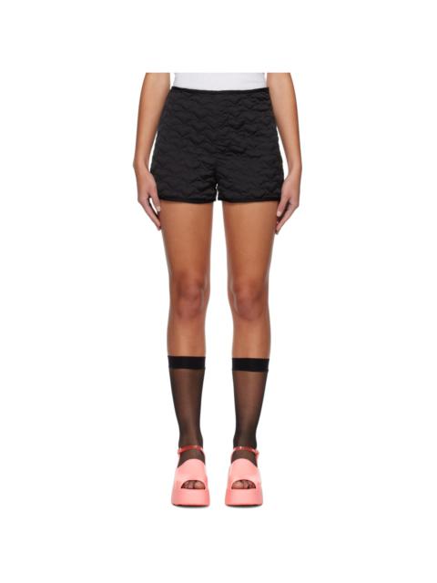 ANNA SUI Black Quilted Hearts Shorts