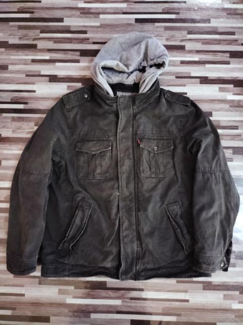 Other Designers Vintage Levis Hoodie Jacket Canvas M65 Pattern Black Sherpa