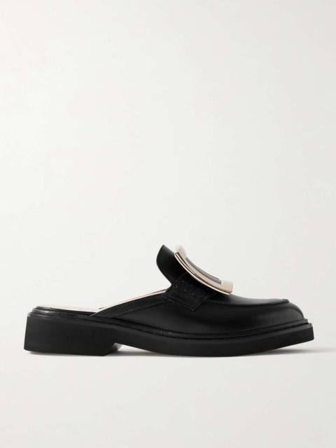 Viv Rangers embellished leather slippers Black