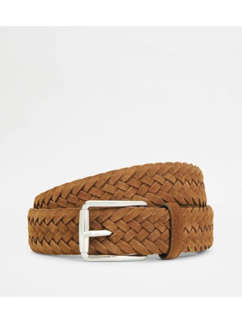 Tod's BELT IN SUEDE - BROWN