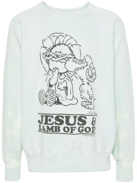 SAINT M×××××× slogan-print cotton sweatshirt