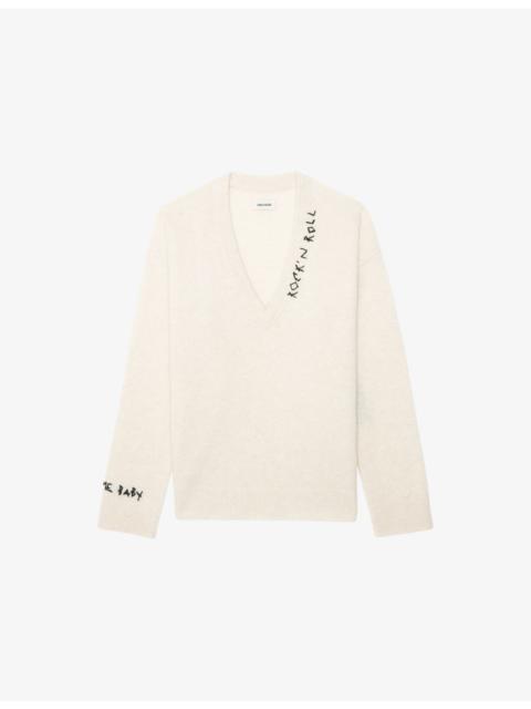 Zadig & Voltaire Text-Embroidery Cashmere Knitted Jumper