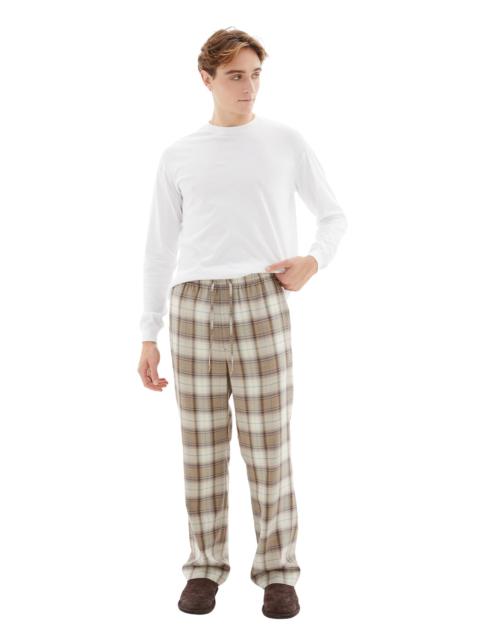 AURALEE SUPER LIGHT WOOL CHECK EASY SLACKS (BROWN)