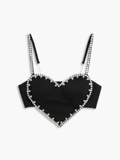AREA Cropped crystal-embellished ponte bustier top