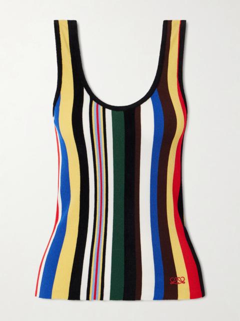 Loewe Embroidered Striped Ribbed-knit Tank