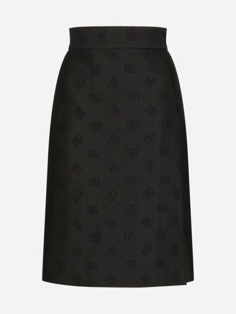 Dolce & Gabbana Quilted jacquard midi skirt with DG logo