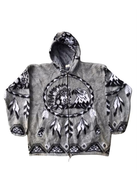 Other Designers Vintage - RARE COWICHAN INDIAN WOOL SPELLOUT JACKET HOODIE