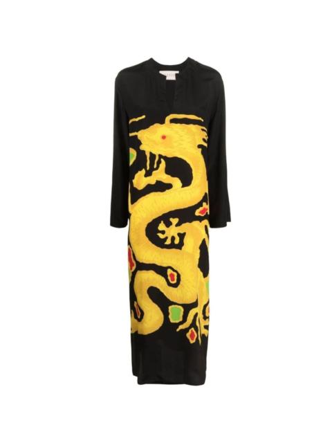 Valentino Graphic Print Silk Maxi Dress