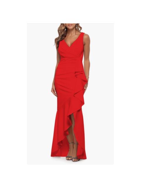 Other Designers NWT Betsy & Adam V-Neck Cascade Ruffle
High-Low Gown in Red‎ Sz 6 $249