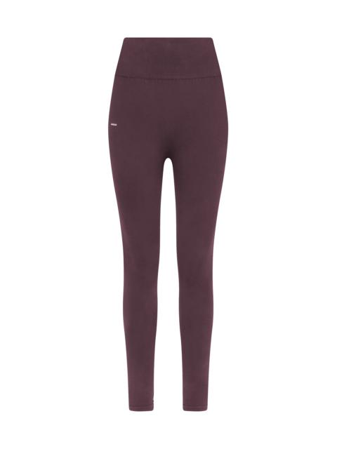 PANGAIA Womens Cotton-Stretch Leggings - Chestnut Maroon