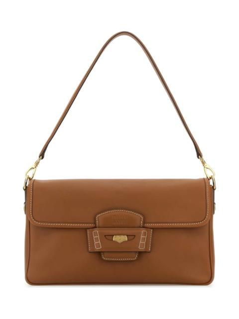 Miu Miu Caramel Leather Penny Shoulder Bag