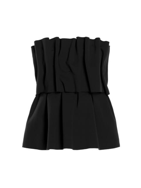 House of Dagmar Ruffled Stretch-Crepe Strapless Top black