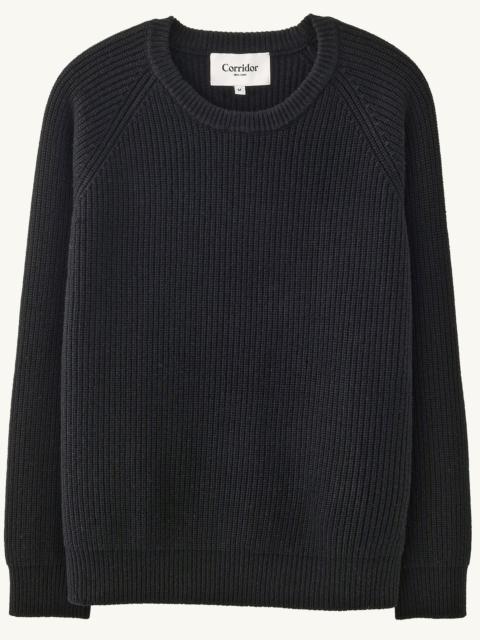 Corridor WOOL CASHMERE RIBBED CREWNECK - BLACK