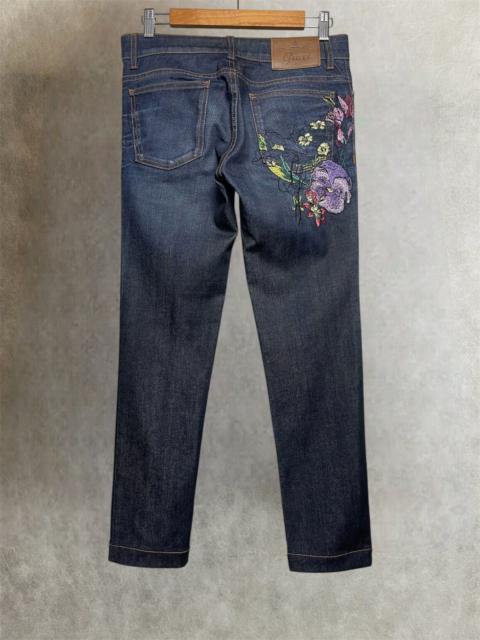Fw2013 Gucci embroidered indigo denim pants