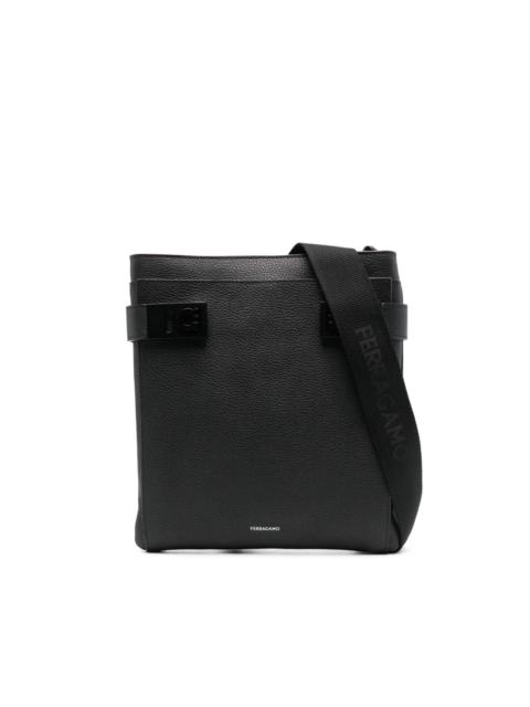 FERRAGAMO Gancini-lock leather messenger bag