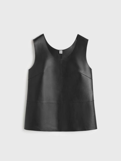 TOTEME Scoop-neck leather top black