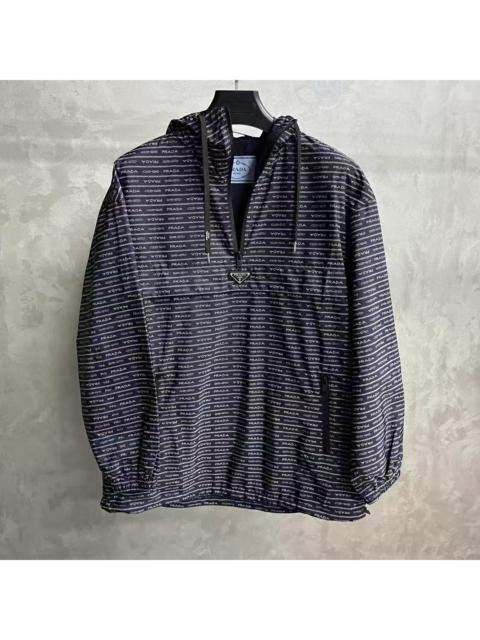Prada Prada black logo print long sleeve hooded jacket