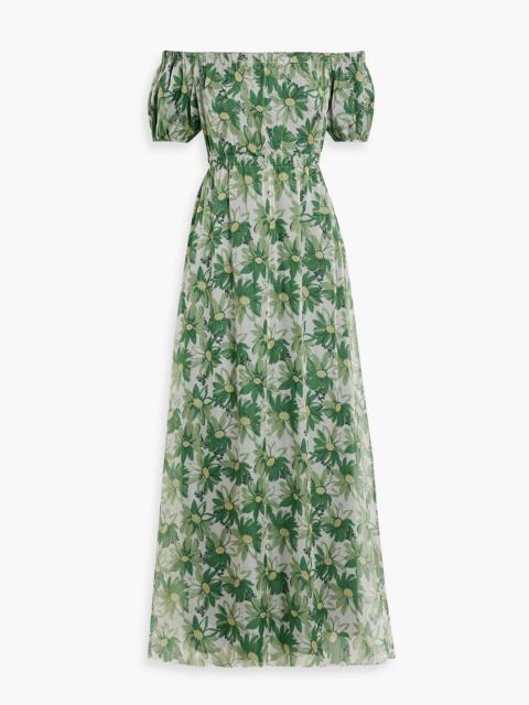 Other Designers Nancy off-the-shoulder floral-print silk-chiffon maxi dress