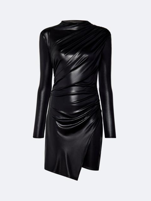 LAPOINTE Coated Jersey Draped Mini Dress