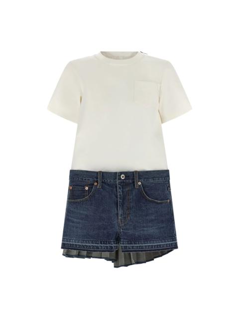 sacai SACAI White Blue Skirt Cotton Denim Dress New & Authentic (W