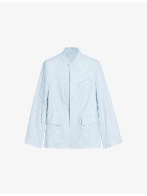 Zadig & Voltaire Veryn Collarless Slim-Fit Crinkled-Leather Jacket