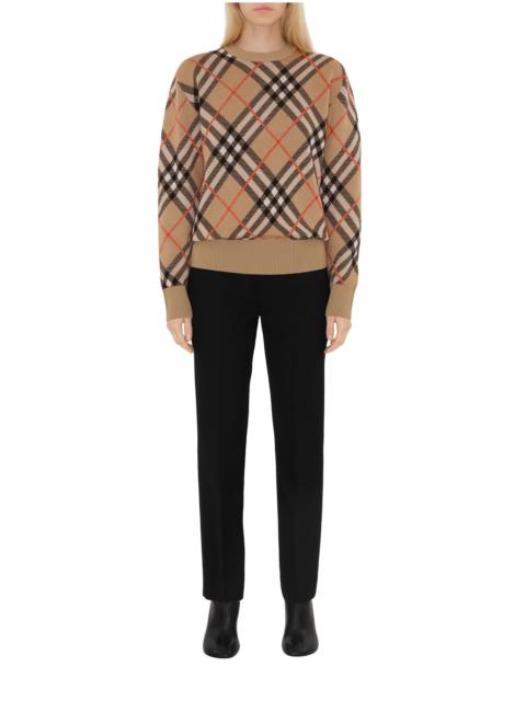 Burberry burberry Check Wool Mohair Blend Sweater in Sand at Nordstrom