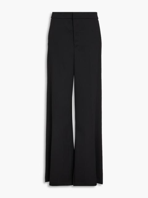 AREA Crystal-embellished wool-crepe wide-leg pants