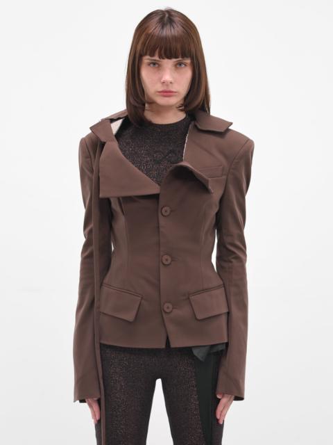 OTTOLINGER Brown Deconstructed Off-Shoulder Blazer