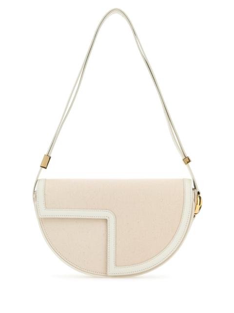 PATOU Two-tone canvas and leather Le Patou shoulder bag