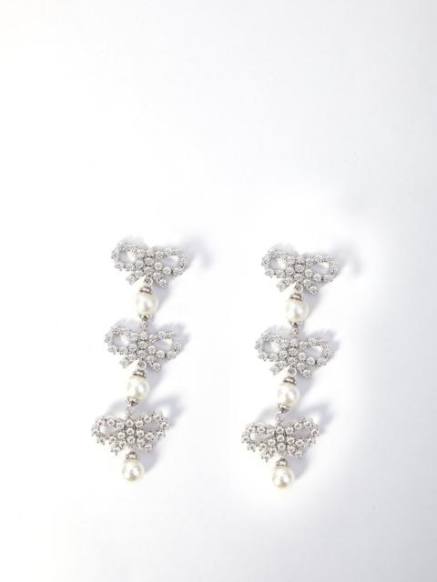 Self Portrait Micro Bow Pearl Tiered Earrings