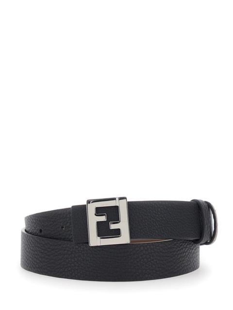 FENDI Fendi Men Black Reversible Belt With Ff Plate In Leather For Men