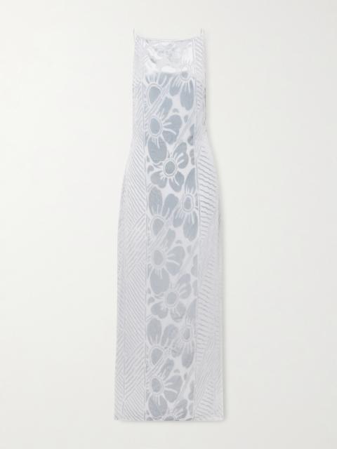 SIR. Ventura Open-back Floral Devoré-velvet Gown