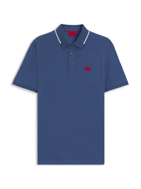 HUGO SLIM-FIT POLO SHIRT WITH RED LOGO LABEL