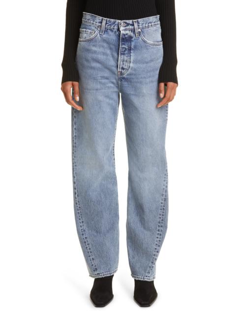 Totême TOTEME Twisted Seam High Waist Straight Leg Jeans in Worn Blue 485 at Nordstrom