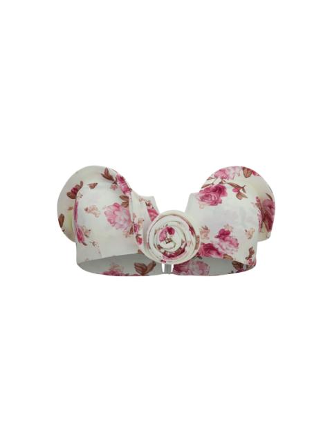 MAGDA BUTRYM Magda Butrym Sculptural Floral-print Bandeau Swim Top Cream