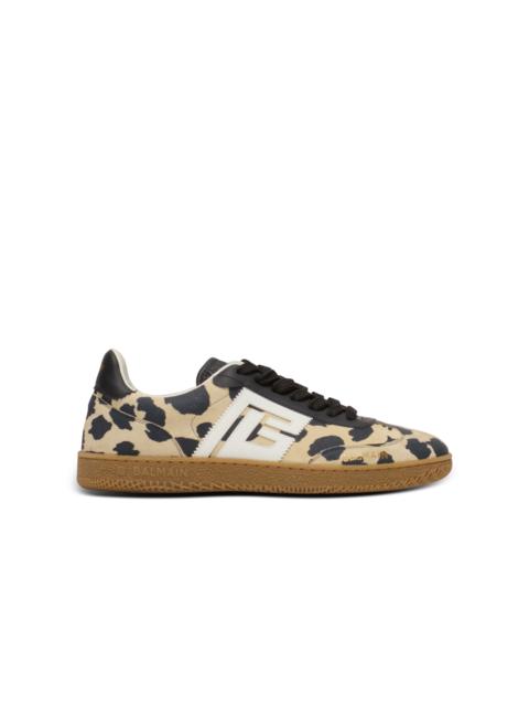 Balmain Balmain Swan leopard print suede leather trainers