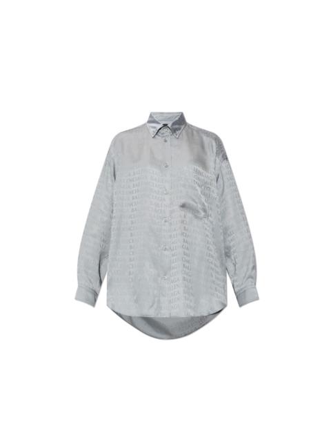 BALENCIAGA BALENCIAGA Gray Monogram Shirt New & Authentic (Women's siz